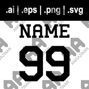 Custom Name & Number For Jersey (Varsity_1) ai eps png svg | Personalize Jersey Name And Number For Cutting Machine | Instant Download