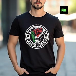 Stand With Palestine Unisex Black T-Shirt | Free Gaza T-Shirt | Solidarity With Palestine | Free Palestine