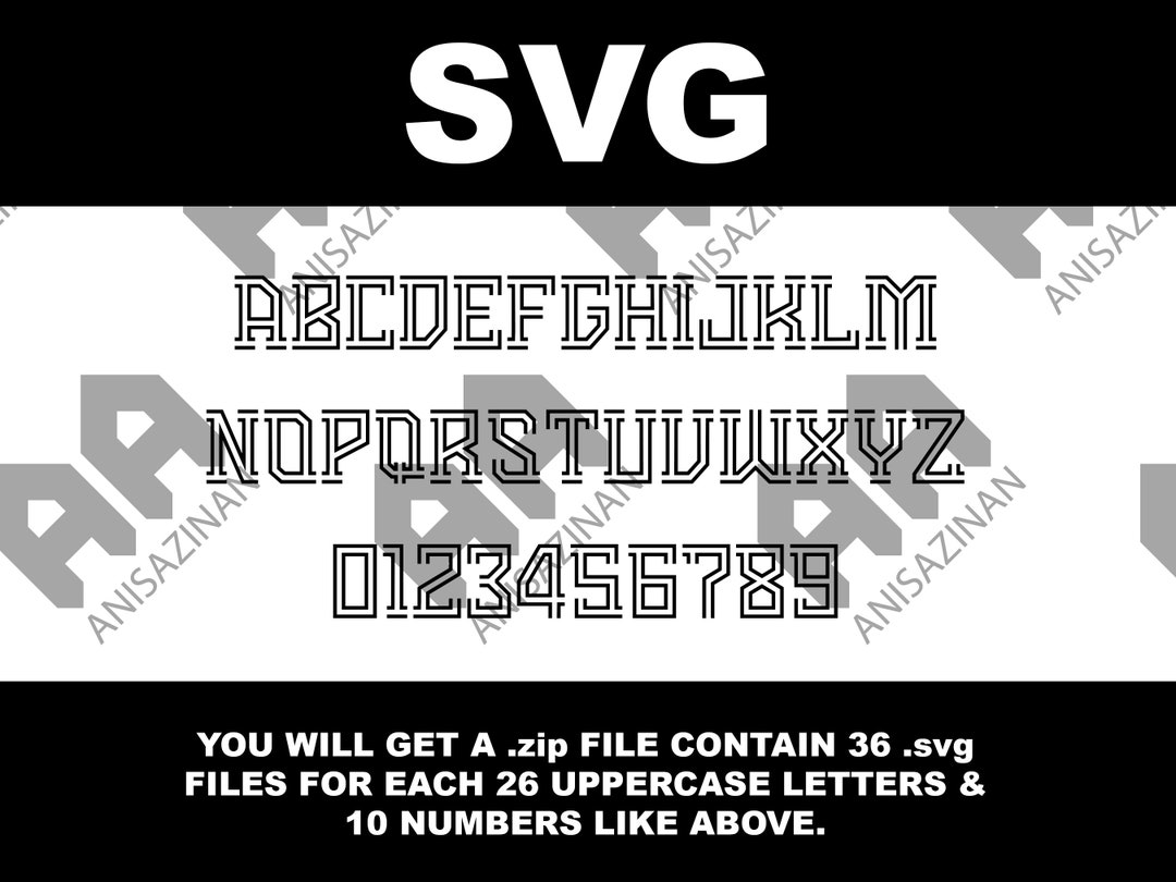 SVG Font : Varsity 3 | Svg Letters | Svg Numbers | Svg Font for Jersey ...