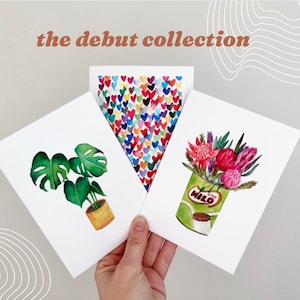 The Debut Collection greeting card bundle | Watercolour illustration art print invitation (A6)