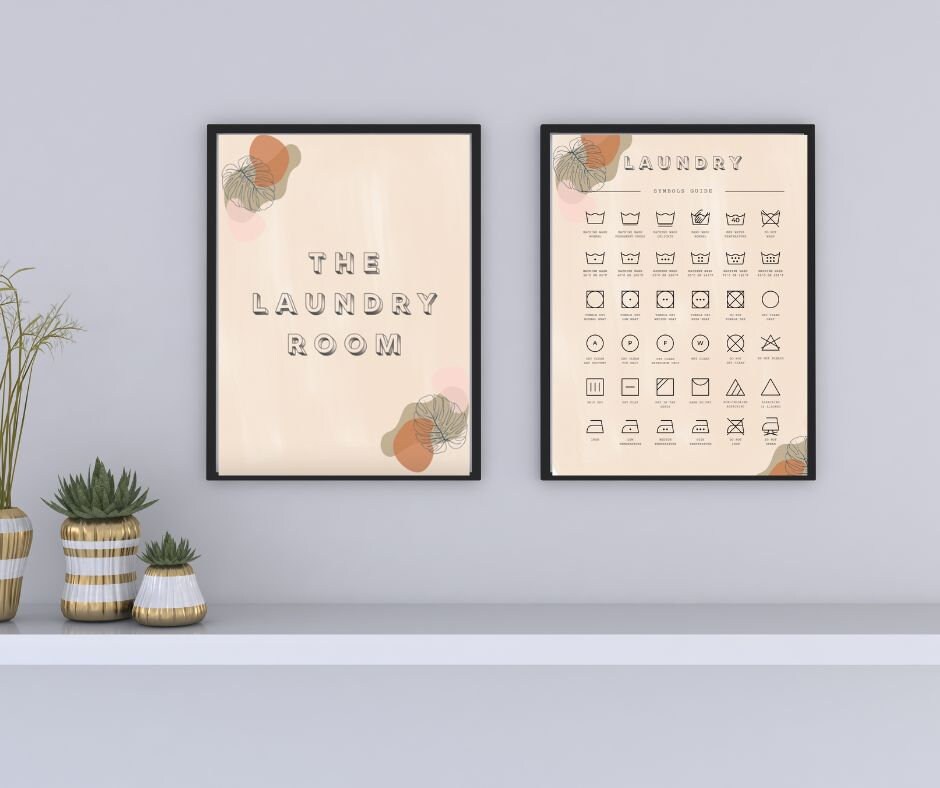 Floral Laundry Symbols Wall Art Decor for Laundry Room DIY Etsy