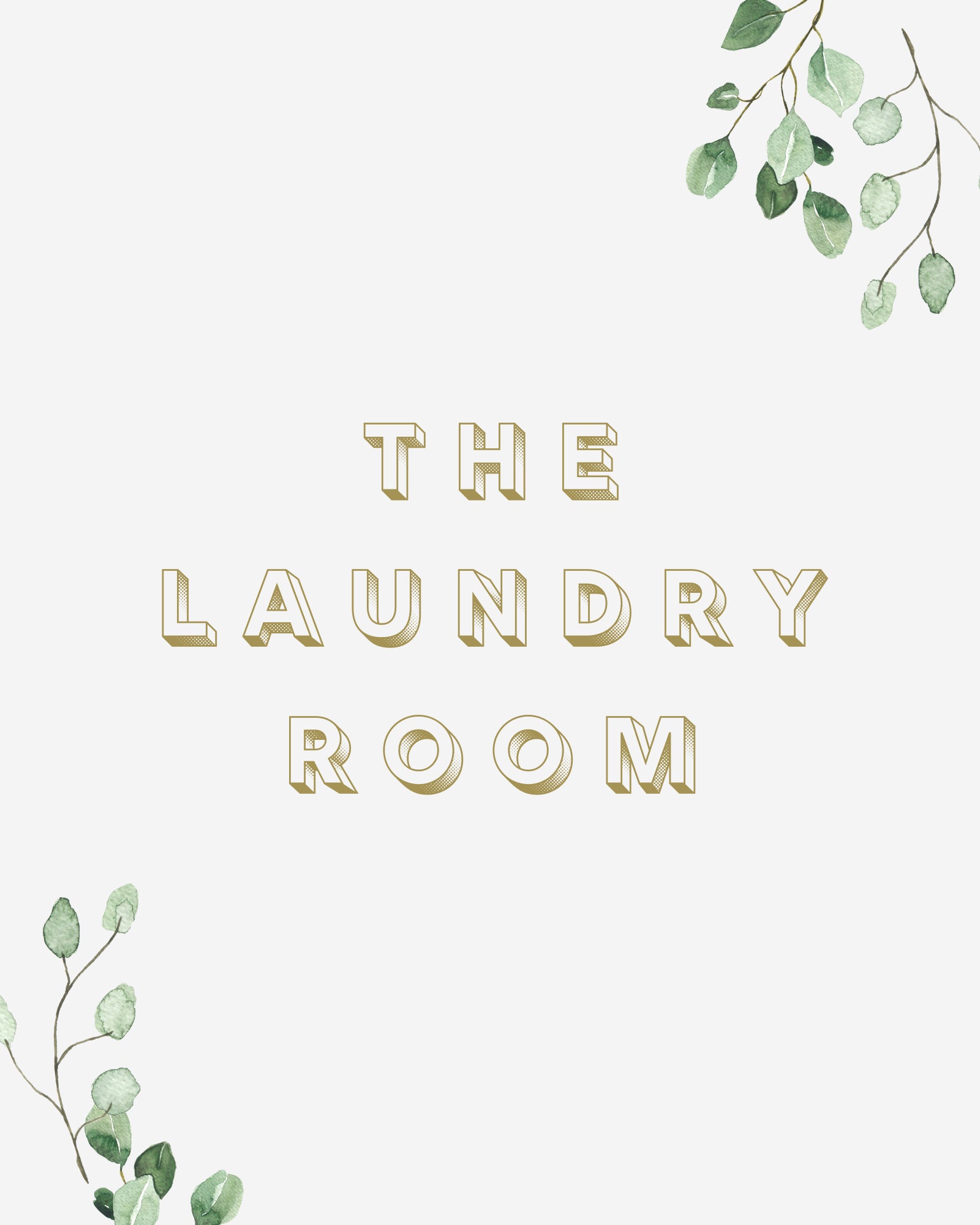 Greenery Laundry Symbols Wall Art for Laundry Room Decor, DIY Download