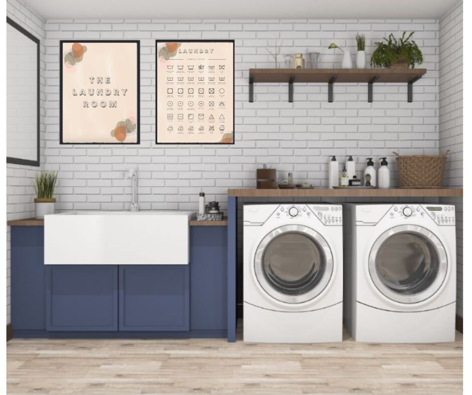 Floral Laundry Symbols Wall Art Decor for Laundry Room DIY Etsy