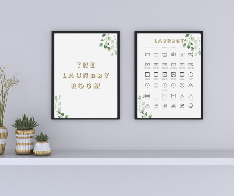 Greenery Laundry Symbols Wall Art for Laundry Room Decor, DIY Download