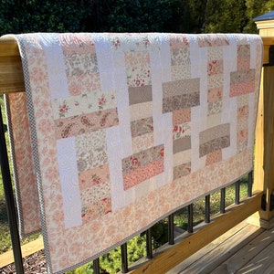 Handmade Baby Girl Quilt, Custom Quilted Heirloom Baby Girl Blanket (43x47), FREE MATCHING BAG, Ready to Ship!