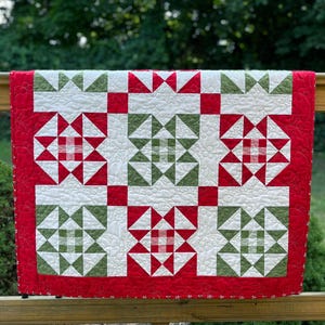 Handmade Christmas Baby Quilt, Baby&#39;s First Christmas Blanket, Adult Lap Quilt, Table Topper, Wall Hanging (37.5x37.5)