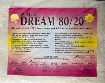 Quilters Dream THROW SIZE NATURAL 80/20 Batting (60x60)