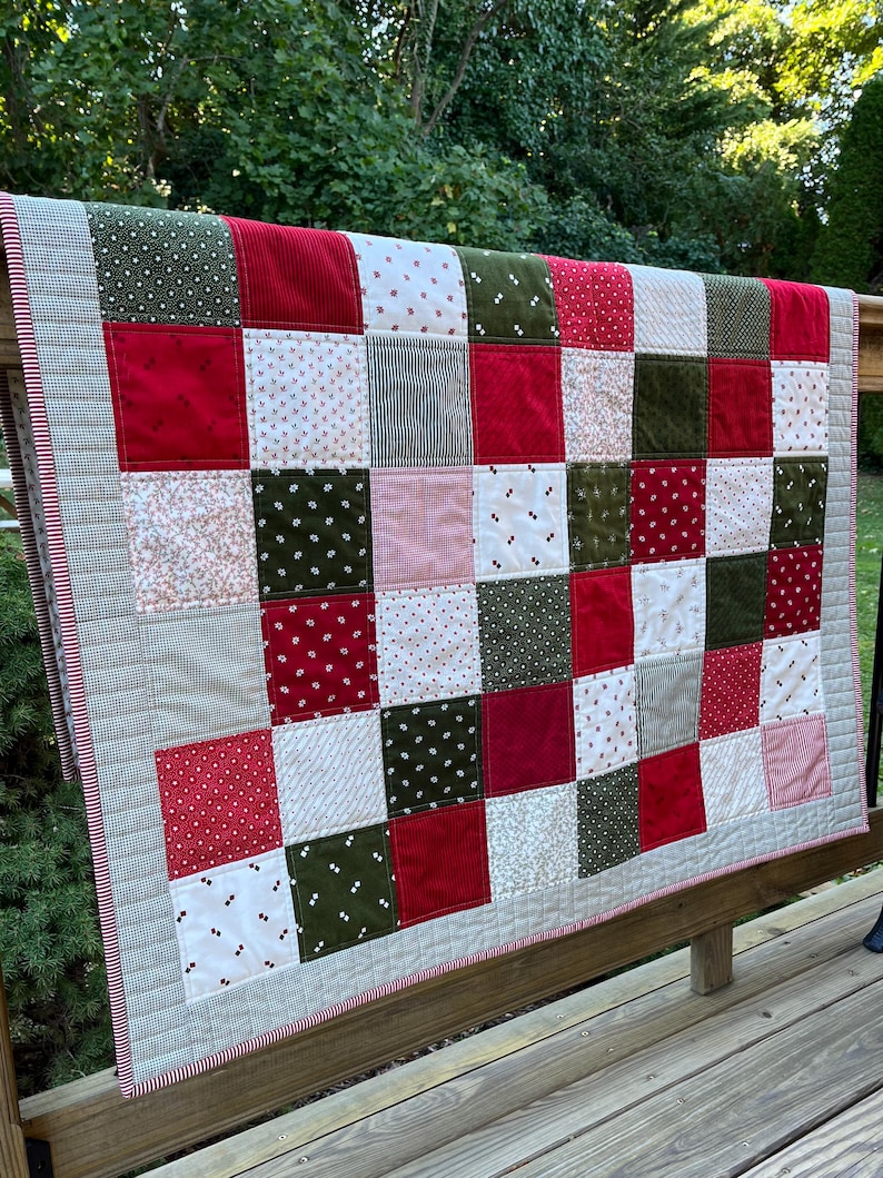 Terracott Quilt Pattern Handmade Christmas Baby Quilt - Traditional Cozy Patchwork, Adult Lap ...