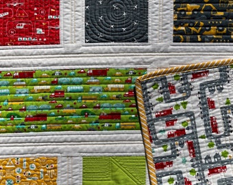 Handmade Baby Quilt - Double Sided - Transportation Vehicles 40"x40"