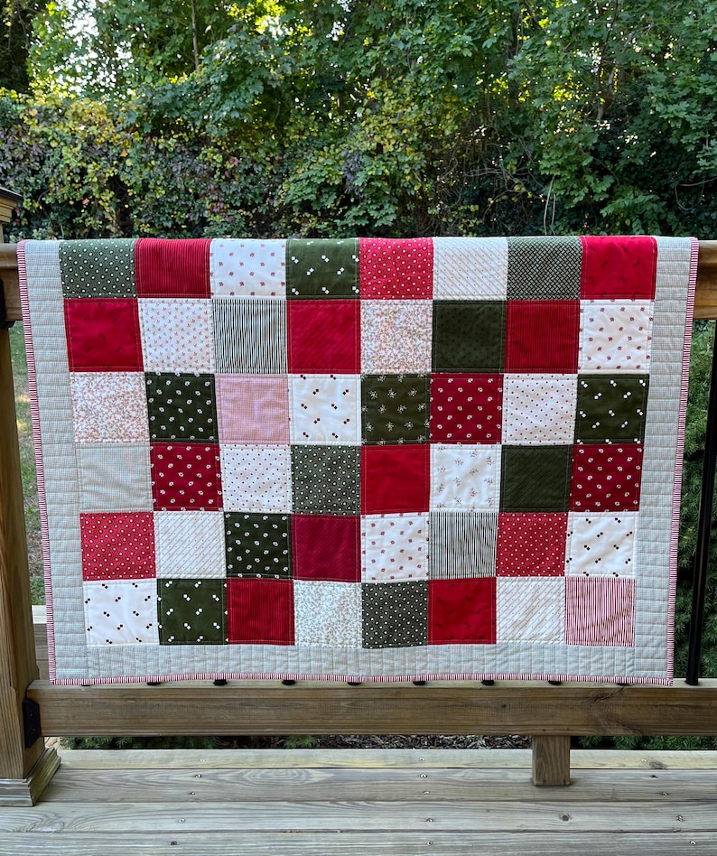 Terracott Quilt Pattern Handmade Christmas Baby Quilt - Traditional Cozy Patchwork, Adult Lap ...