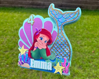 Cake topper mermaid/mermaid cake topper/mermaid party/under the sea topper/mermaid decorations little mermaid cake topper