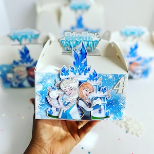 Frozen candy box, Elsa Anna party box, princess treat box, winter wonderland favor box, snowflake gift box, Disney party box, elsa y ana.