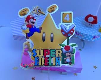 Personalized Super Mario Cake Topper: Birthday Party Decoration