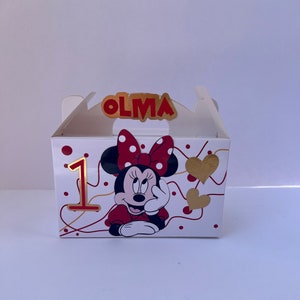 Gable box Minniemouse-Minniemouse gift box-Minnie mouse favor box-Minnie mouse favor bags-Minnie mouse party favor-Minniemouse box for candy