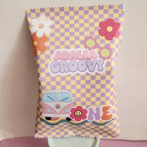 Groovy One Chip Bag – Bomboniera per la prima festa di compleanno retrò anni '70 – Sacchetti per snack a tema vintage per il compleanno dei bambini