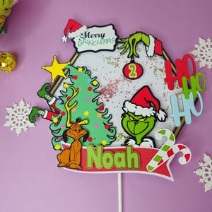 coustom grinch, Christmas two birthday grinch, grinch cake topper, grinch Christmas cake topper
