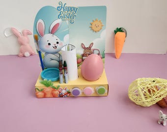 Easter Activity Box – Includes Kinder Egg, Crayola, Playdoh, Painting Kit & Plaster Figurine for Kids