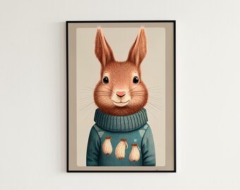 Nursery Room Digital Print Cute Bunny Whimsical Kids Room Decor  Printable Nursery Wall Art | Animal Lover Gift Idea  Boho Nursery Decor