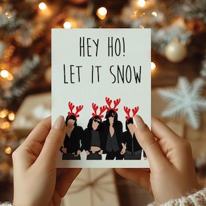 Tarjeta navideña de Ramones, tarjeta navideña imprimible, tarjeta navideña de cultura pop para novio, tarjeta navideña de rock and roll, tarjeta navideña punk