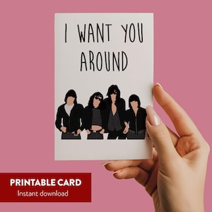 Liefdeskaart punkrock, I Want You Around, Valentijnsdagkaart muziek, Rock Anniversary Card, kaart geïnspireerd op punkband, cadeau voor muziekliefhebber