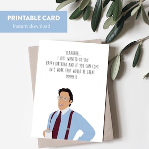 Carte d'anniversaire drôle d'espace de bureau, humour au travail, carte imprimable de collègue, téléchargement numérique, carte de film des années 90, cadeau de patron, carte d'ami de travail