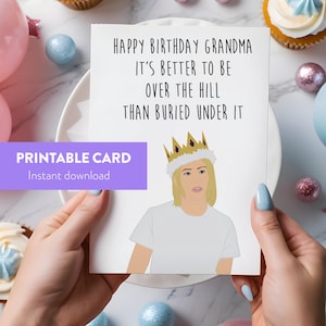 Carte d'anniversaire drôle 30e, carte nostalgique des années 90, blague sur la colline, carte d'anniversaire étape importante imprimable, téléchargement numérique, anniversaire sarcastique