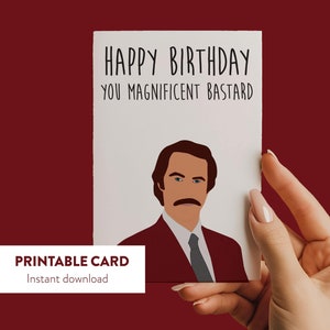 Buon compleanno magnifico bastardo, biglietto di compleanno divertente, biglietto stampabile per marito, biglietto per fidanzato, regalo di compleanno per papà