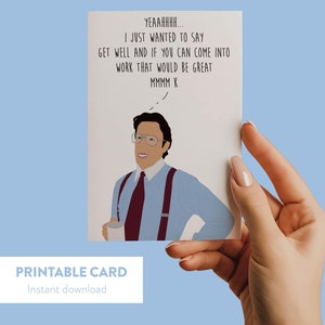 Carte de guérison amusante, carte d'humour au bureau, guérison rapide, carte de maladie du travail, carte pour collègue, humour sur le lieu de travail, carte de blague de patron