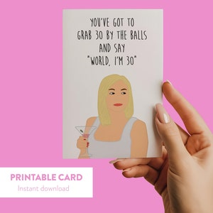 Carte d'anniversaire 30 ans drôle, carte d'anniversaire pour elle, cadeau pour meilleure amie, carte pour soeur, carte de la culture pop, téléchargement numérique, fabuleux à 30 ans