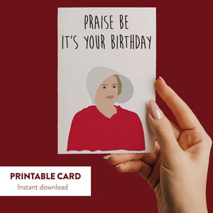 Lustige Geburtstagskarte, inspiriert von der Geschichte der Magd, feministische Begrüßung, Geschenk für sie, Popkultur Geburtstag, digitaler Download, humorvolle Karte