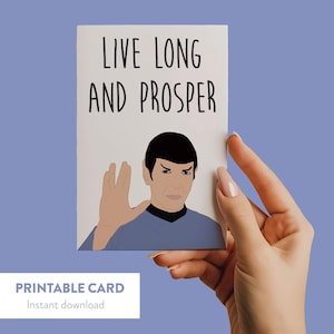 Cartão de aniversário engraçado de ficção científica, saudação de vida longa e próspera, cartão para impressão para ele, cartão de aniversário geek, cartão de aniversário nerd