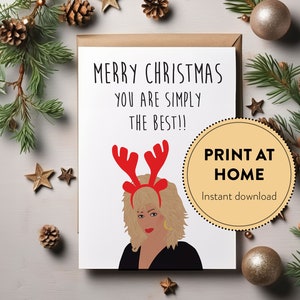 Tina Turner Lustige Weihnachtskarte, Druckbare Weihnachtskarte, Pop Kultur Weihnachtskarte Für Freund, Karte für Mama, Karte für Beste Freundin