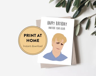 Dawson's Creek funny birthday card, 90s birthday card for best friend, Print at home birthday card, Downloadable birthday card