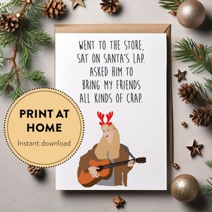Chanson de Noël de Phoebe Buffay, drôle de carte de Noël imprimable, carte de vœux de la culture pop, carte pour meilleur ami, chant de Noël