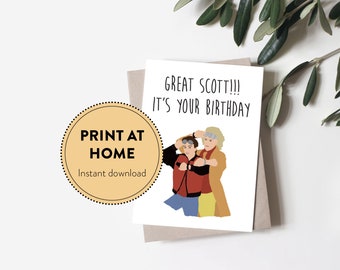 Back to the future birthday card, 80's Birthday card for husband, Gift for girlfriend, Card for best friend, Instant download