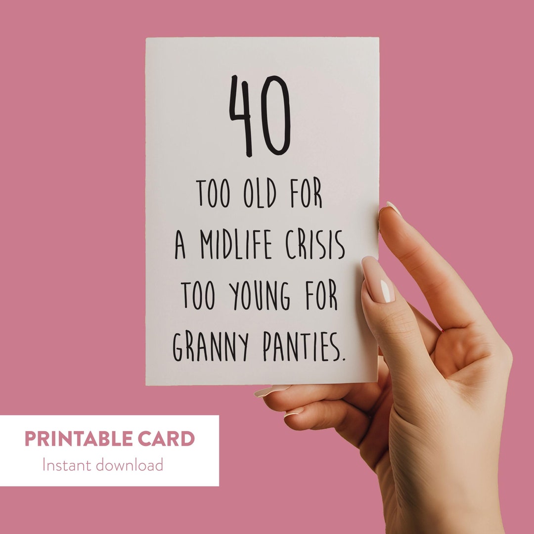 Funny 40th Birthday Card for Her, Midlife Crisis Humour, Birthday Card