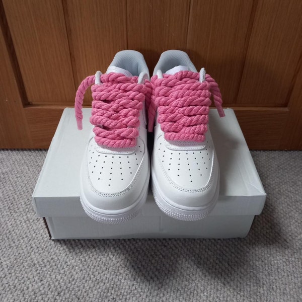 Lacets Air Force 1 avec corde épaisse rose personnalisé