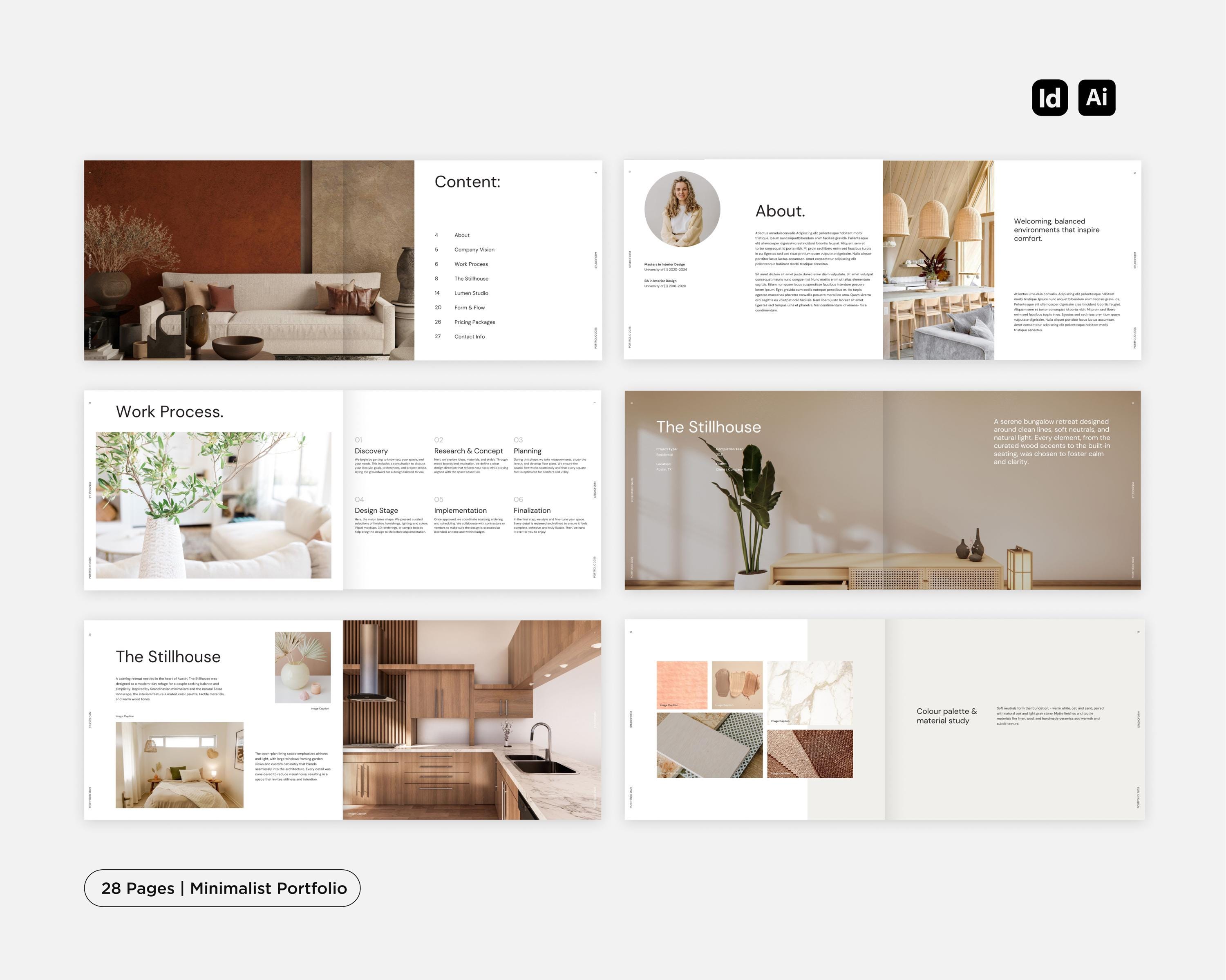 Interior Design Portfolio Template | Minimalist Interior Designer ...