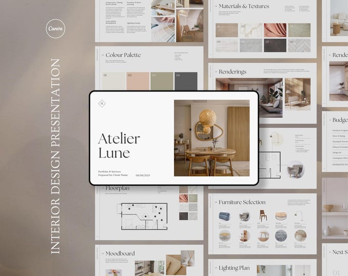Clean Interior Design Portfolio Vorlage, Canva & Indesign Portfolio ...