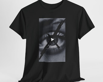 Surrealistisch T-shirt met oog en hart - Noir Door Studio