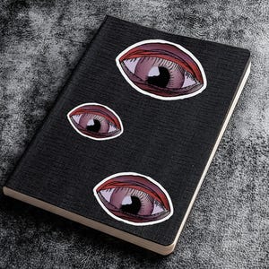 Hand-Drawn Gothic Eye Sticker, &quot;Watcher of the Veil&quot; Surreal Pastel Goth Vinyl Decal for Shadow Work, Witchy Journals, Inner Transformation
