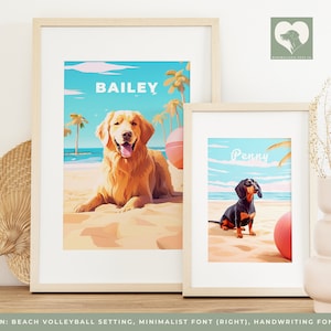 Custom Beach Volleyball Pet Portrait from Photo PRINTABLE Wall Art Personalized Wall Art Dog Portrait Gift Mom Dad Owner DIGITAL DOWNLOAD