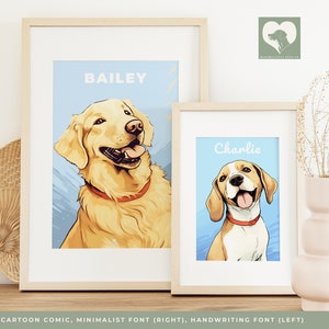Portrait d'animal de compagnie de dessin animé personnalisé à partir de photo, téléchargement numérique, portrait de dessin animé de chien chat, art mural cadeau personnalisé pour amoureux des animaux de compagnie