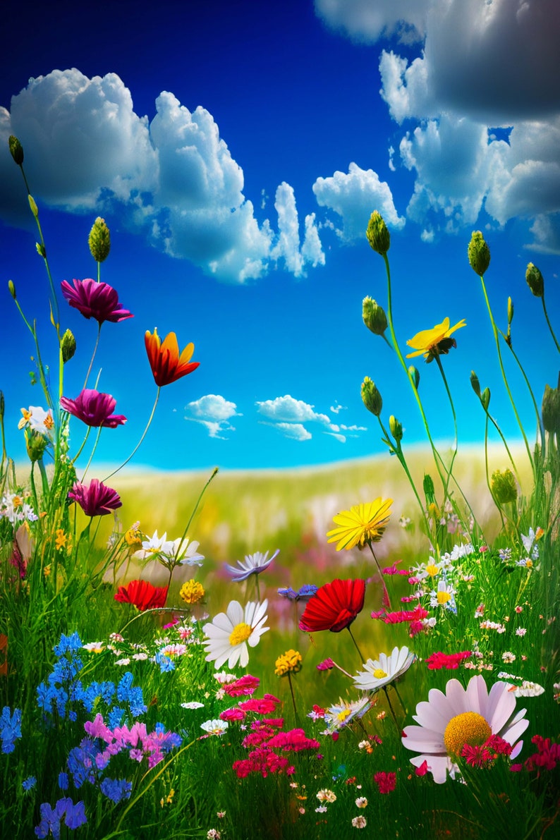 Ai-generated Art Print of a Meadow With Wildflowers - Etsy