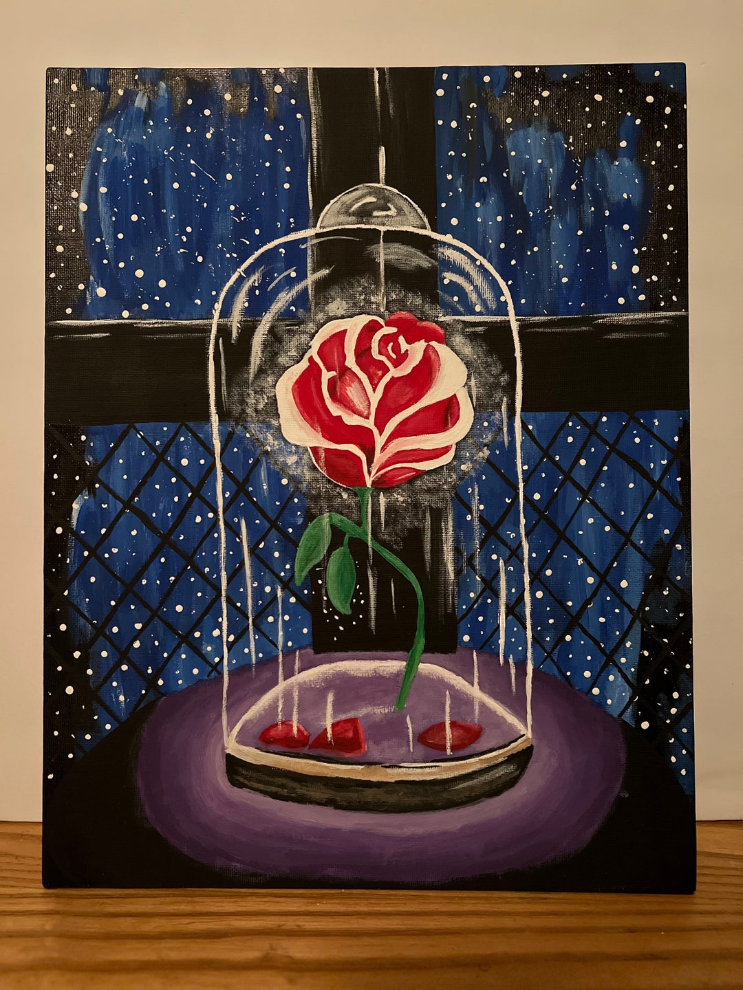 Enchanted Rose From Beauty and the Beast 11x14 Acrylic Painting - Etsy