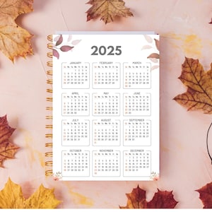 Simple Yearly Calendar 2025 | Printable Landscape | Simple Calendar PDF | Minimalist Calendar | Sunday & Monday Start | Yearly Wall Calendar