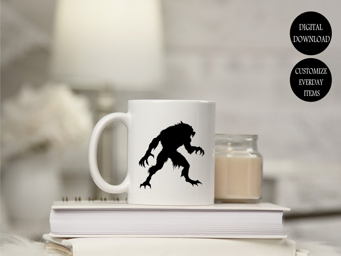 Werewolf SVG, Wolfman DIY Transfer Sticker, Iron on Graphic, Full Moon