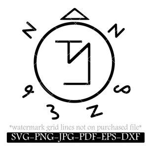 May include: Black and white illustration of a circle with a symbol inside. The symbol is a stylized letter "Y" with a horizontal line across the top. The circle is surrounded by numbers and symbols, including "N", "9", "3", "Z", and "8".