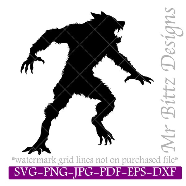 Werewolf SVG, Wolfman DIY Transfer Sticker, Iron on Graphic, Full Moon Fantasy Stencil, Downloadable Image, Gothic Decor, Halloween Image