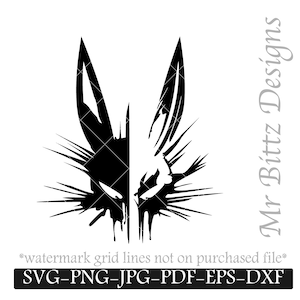 Mauvais lapin SVG, JPG mauvais lapin, lapin effrayant, lapin éclaboussé, Pdf sinistre, lièvre méchant, pochoir de Pâques, motif thermocollant